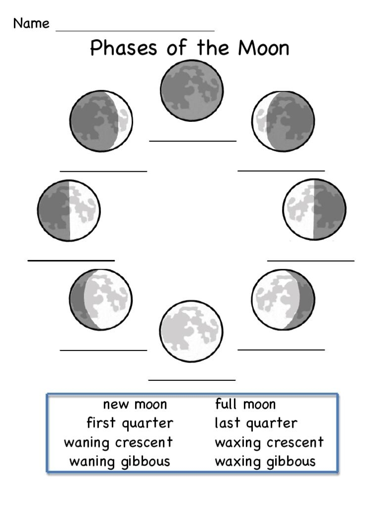 phases of the moon printable worksheets