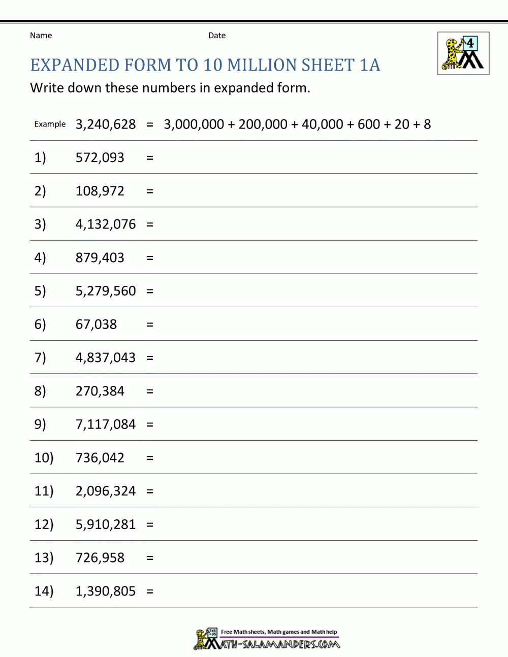 free printable place value worksheets