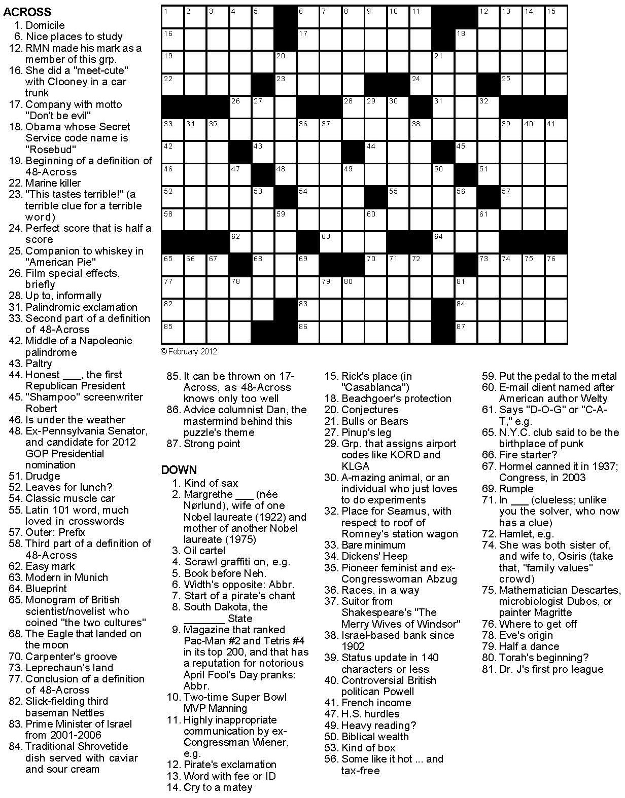 crossword puzzles printable adults
