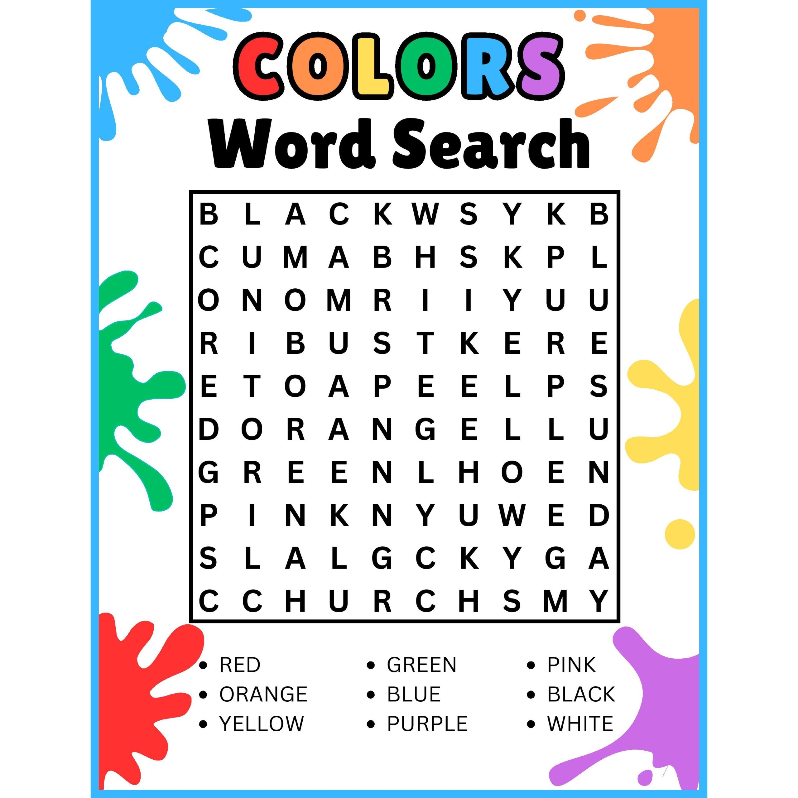 word search printable worksheets
