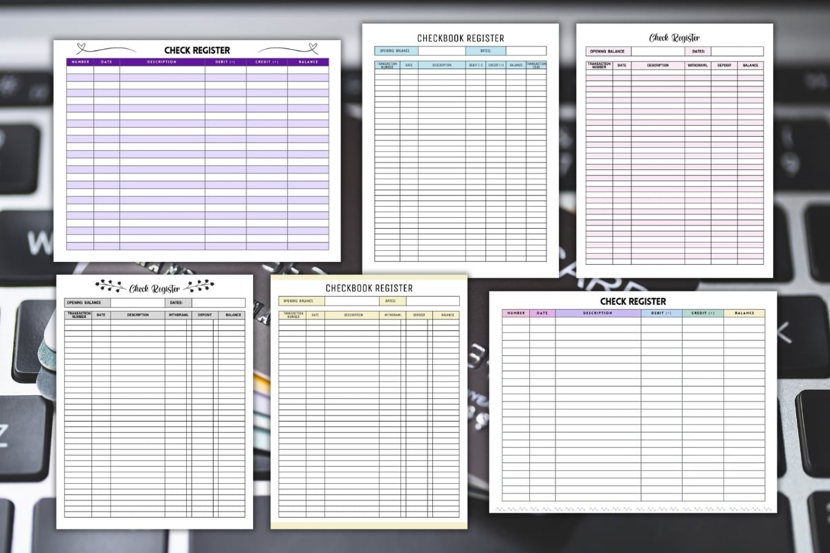 checking account printable worksheets