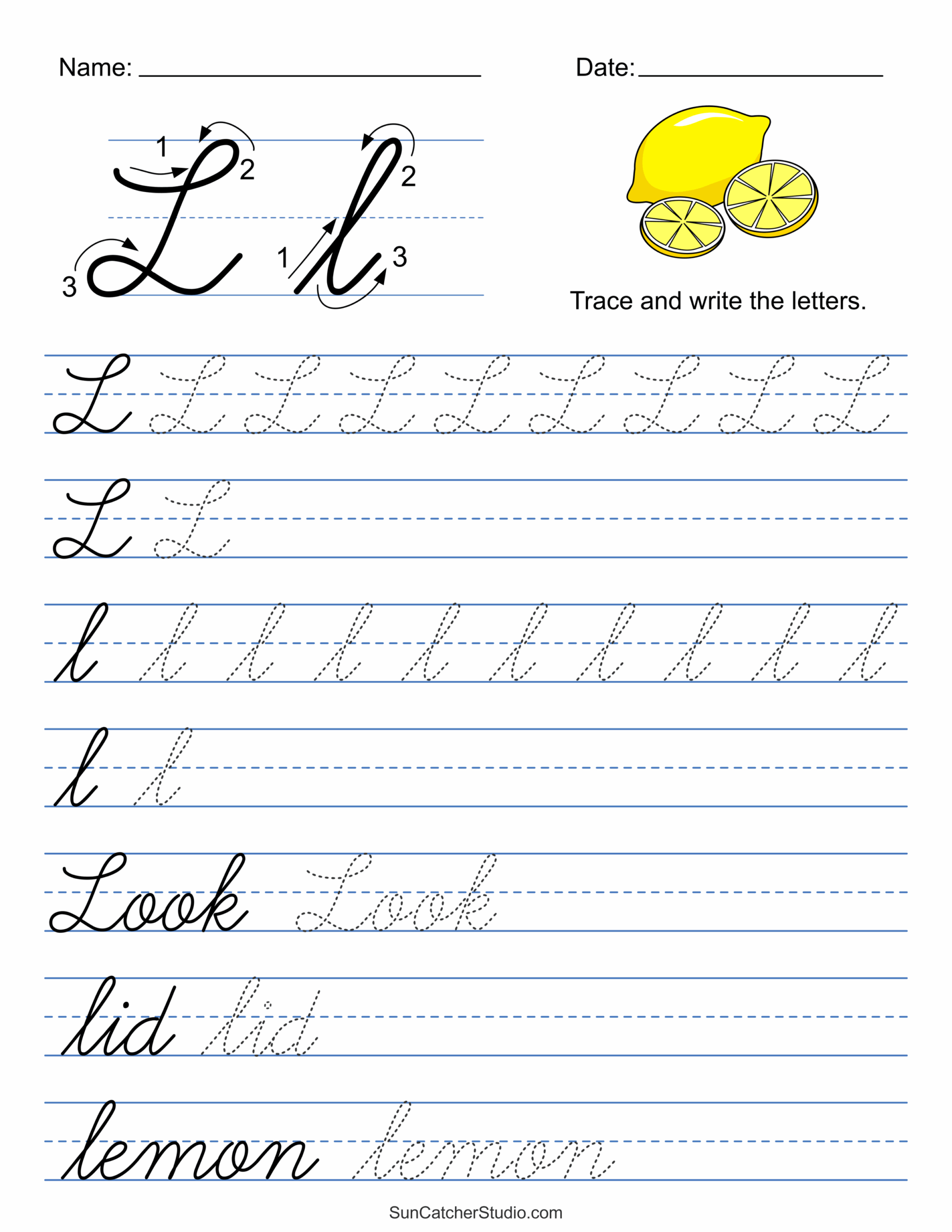 free printable cursive practice worksheets