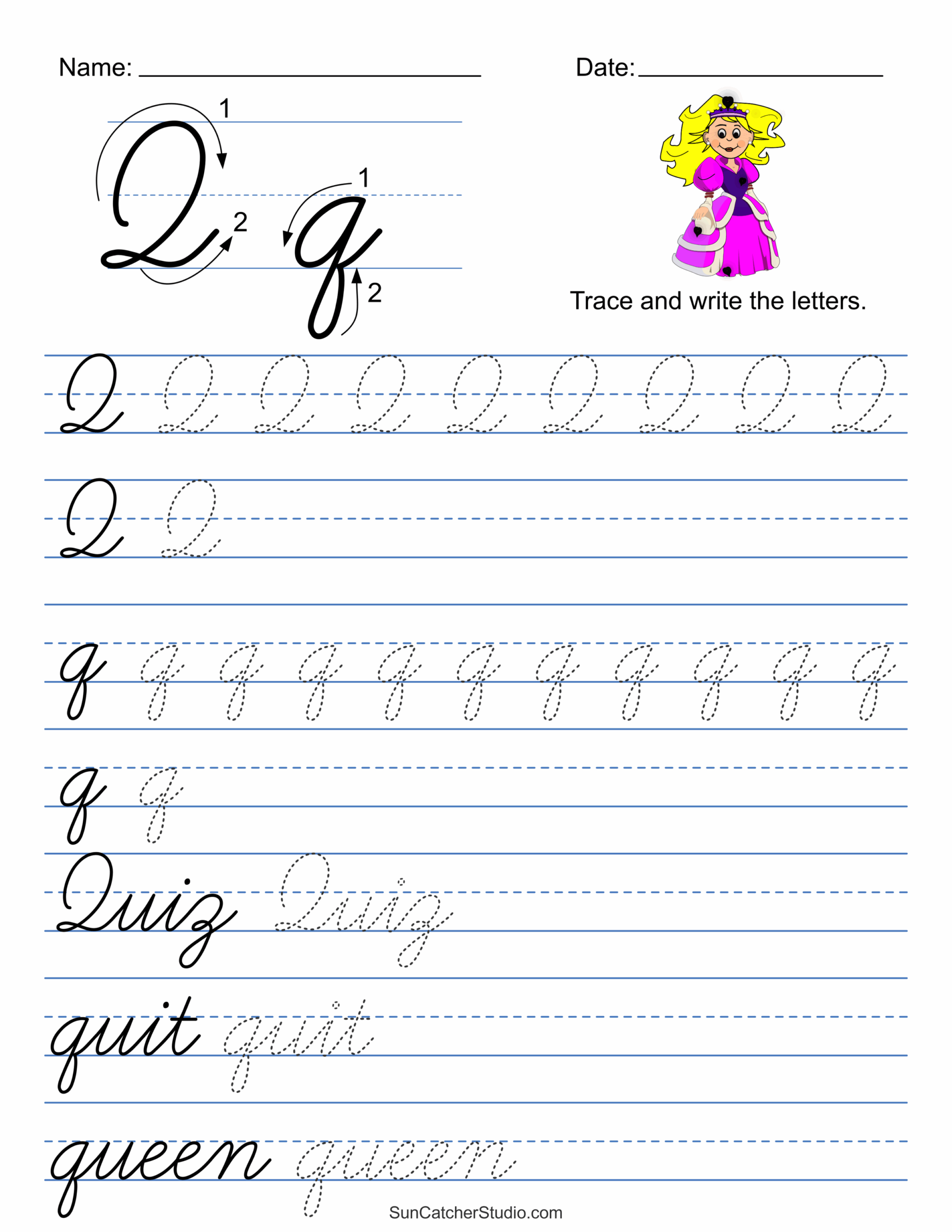 free printable cursive writing worksheets