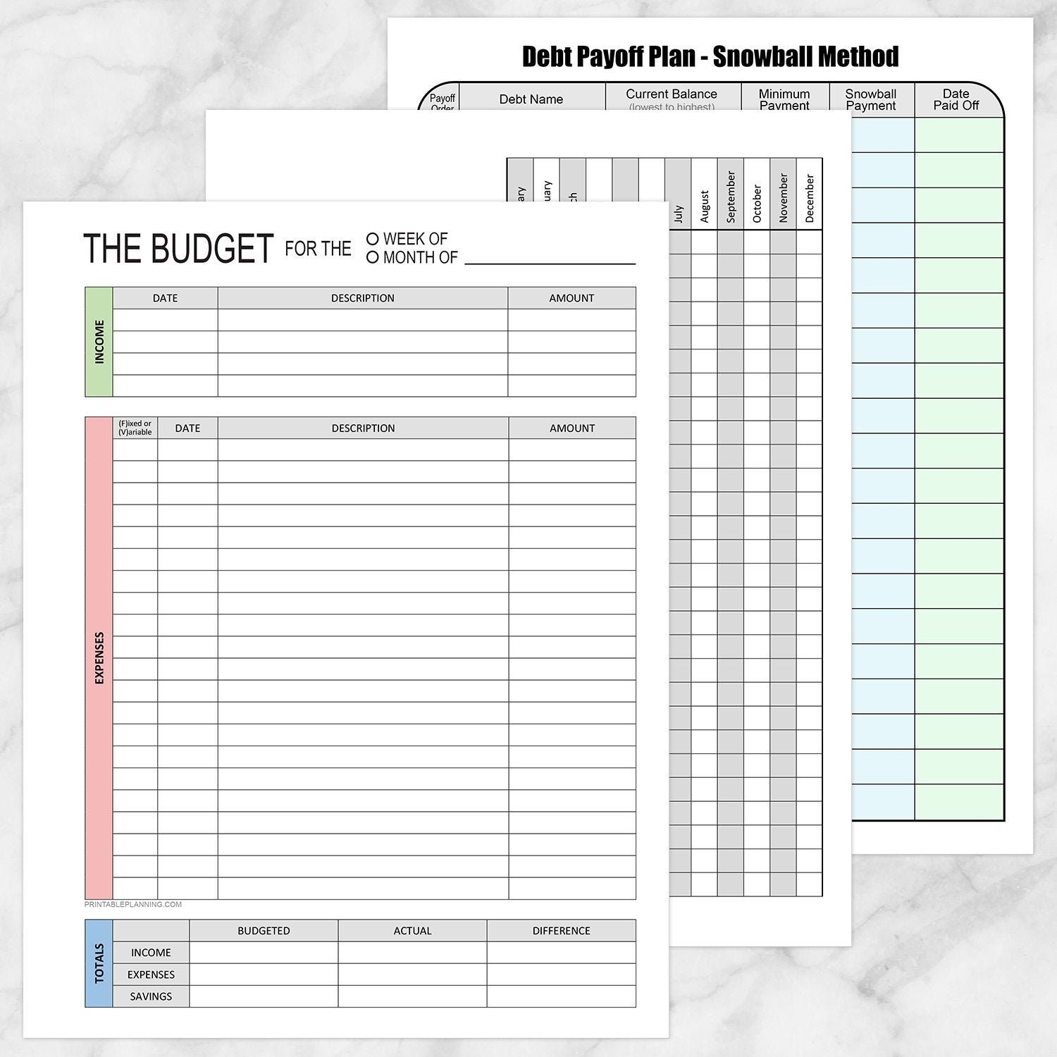 Printable Financial BUNDLE Budget Worksheet Bill Payment And Debt Payoff Plan 3 PDF Files Instant Download Etsy