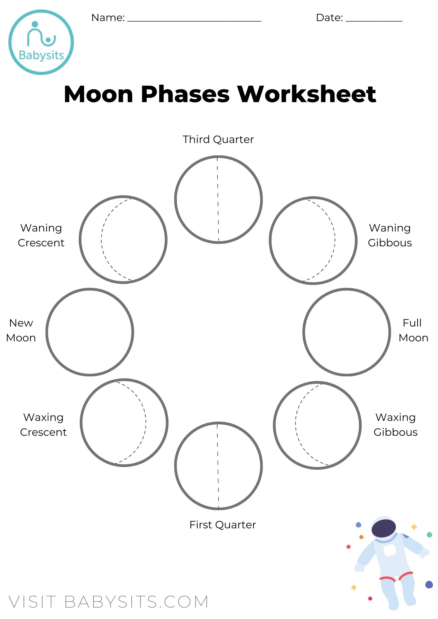 Printable Grade 3 Phases Of The Moon Worksheets
