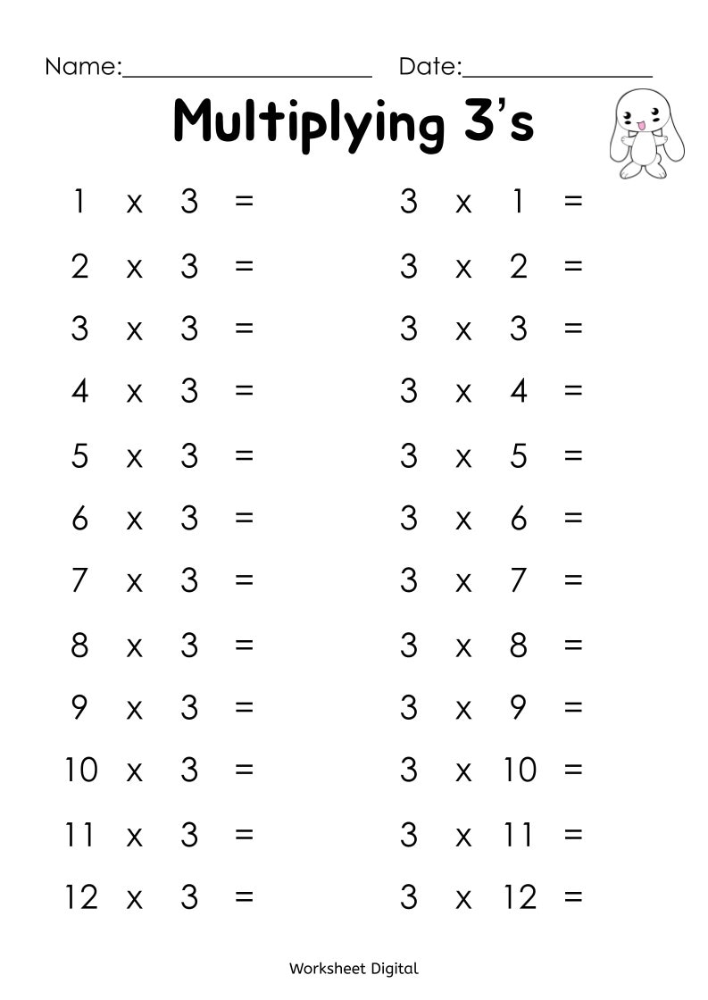 free printable multiplication worksheets 1 12