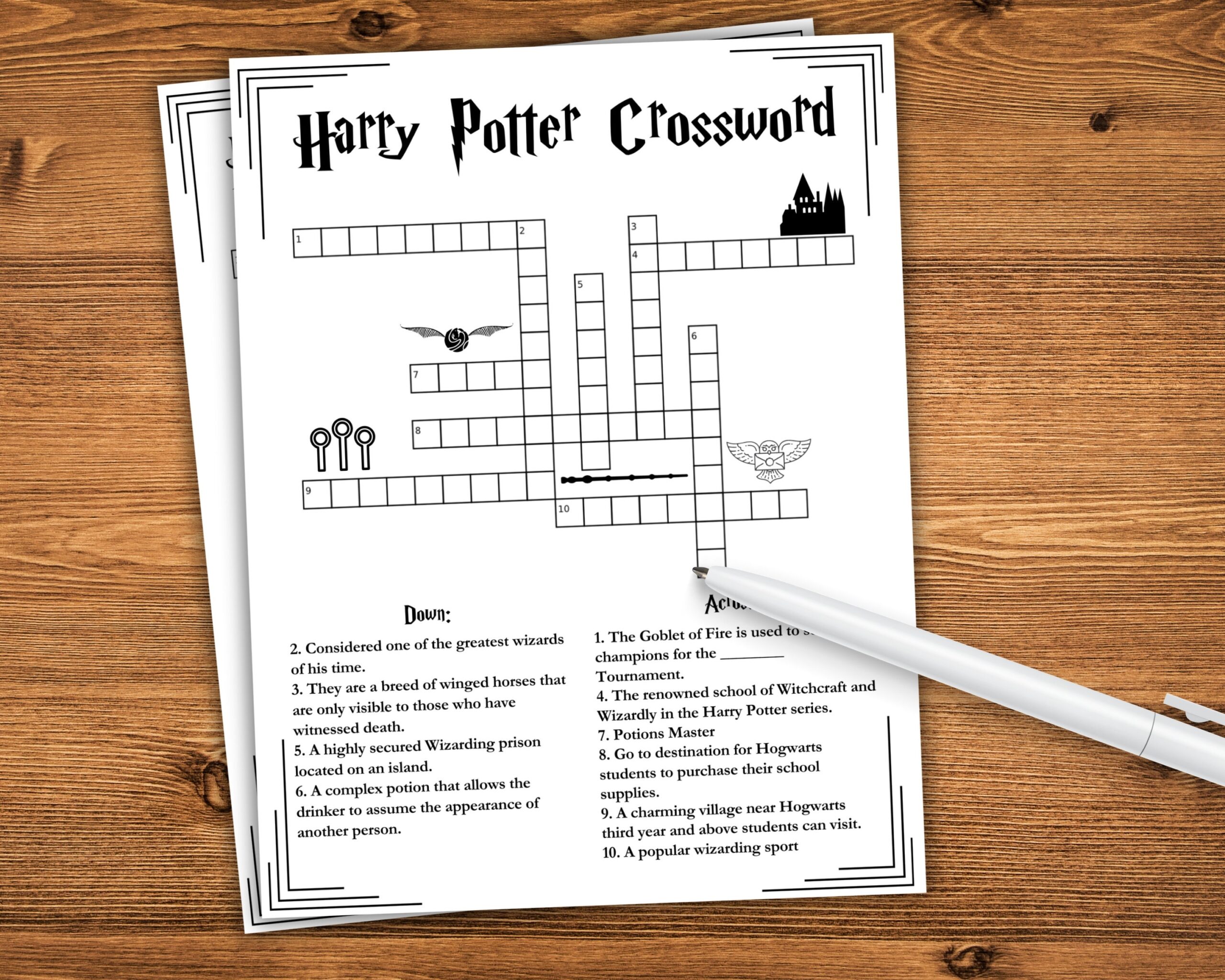 printable harry potter crossword