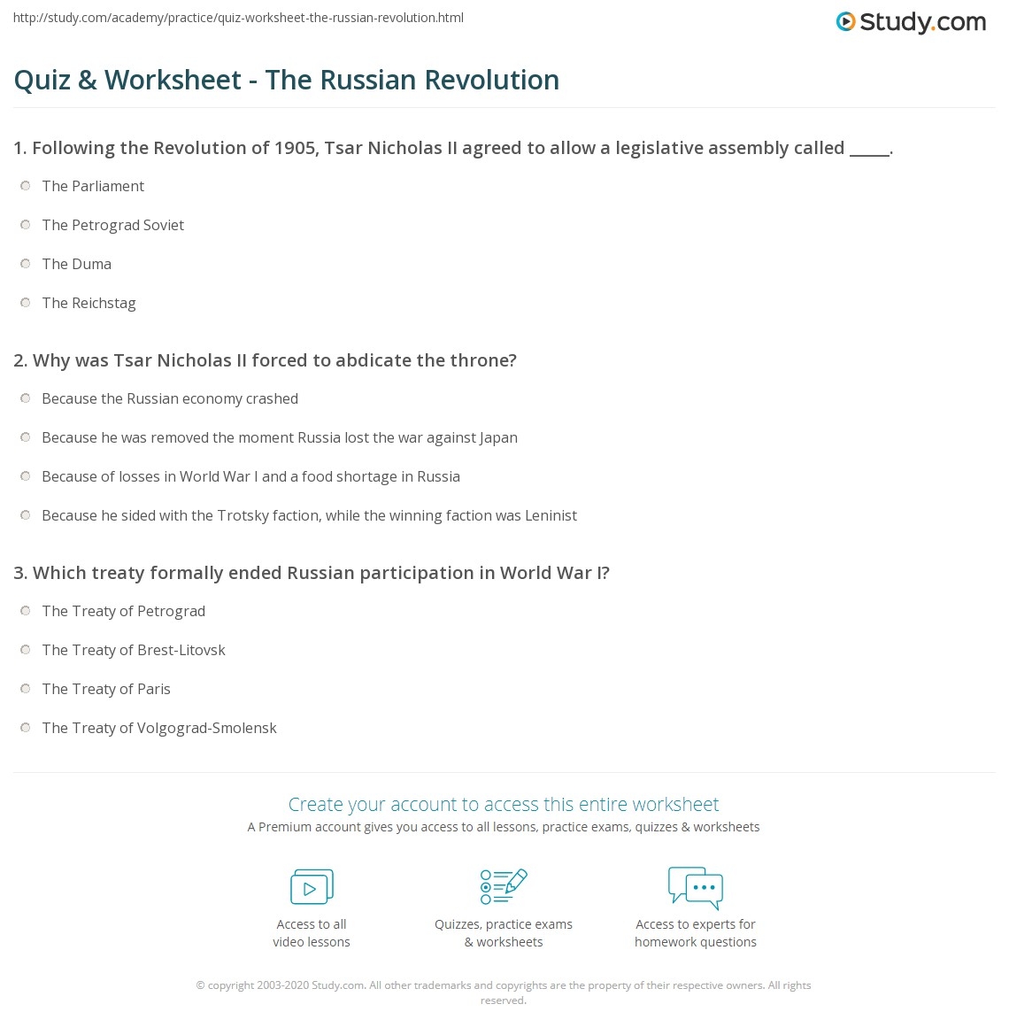 russian revolution activity worksheets printable