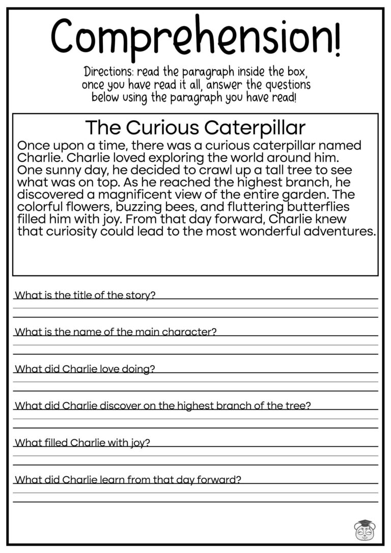 Reading Comprehension Worksheets Ages 4 7 KG1 To Grade 2 printable Etsy