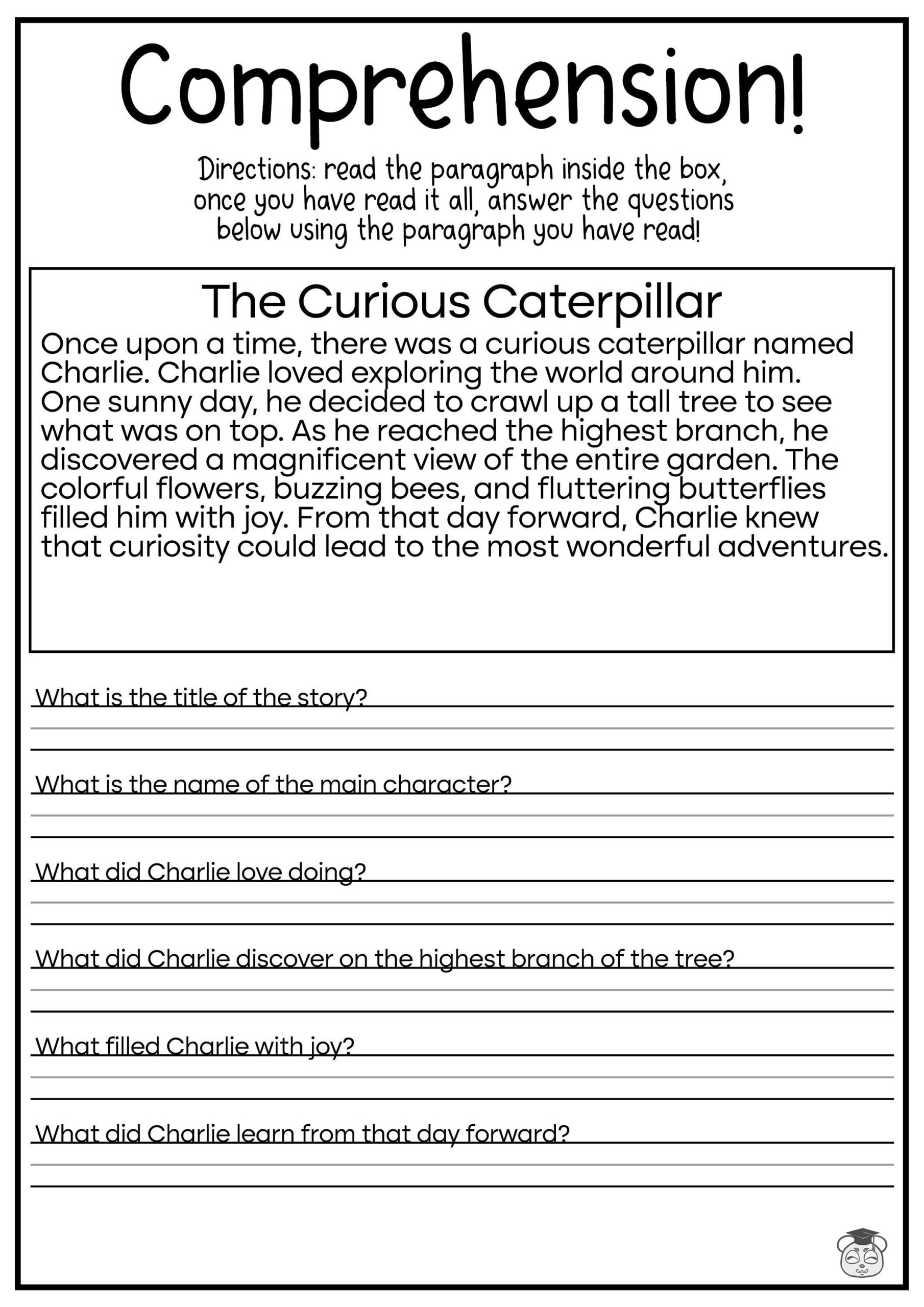 Reading Comprehension Worksheets Ages 4 7 KG1 To Grade 2 printable Etsy