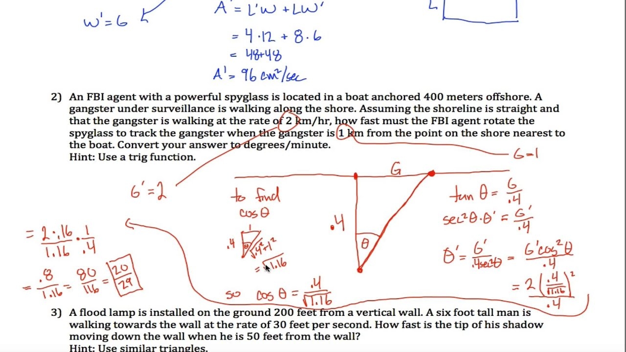 free printable worksheets calculus related rates pdf