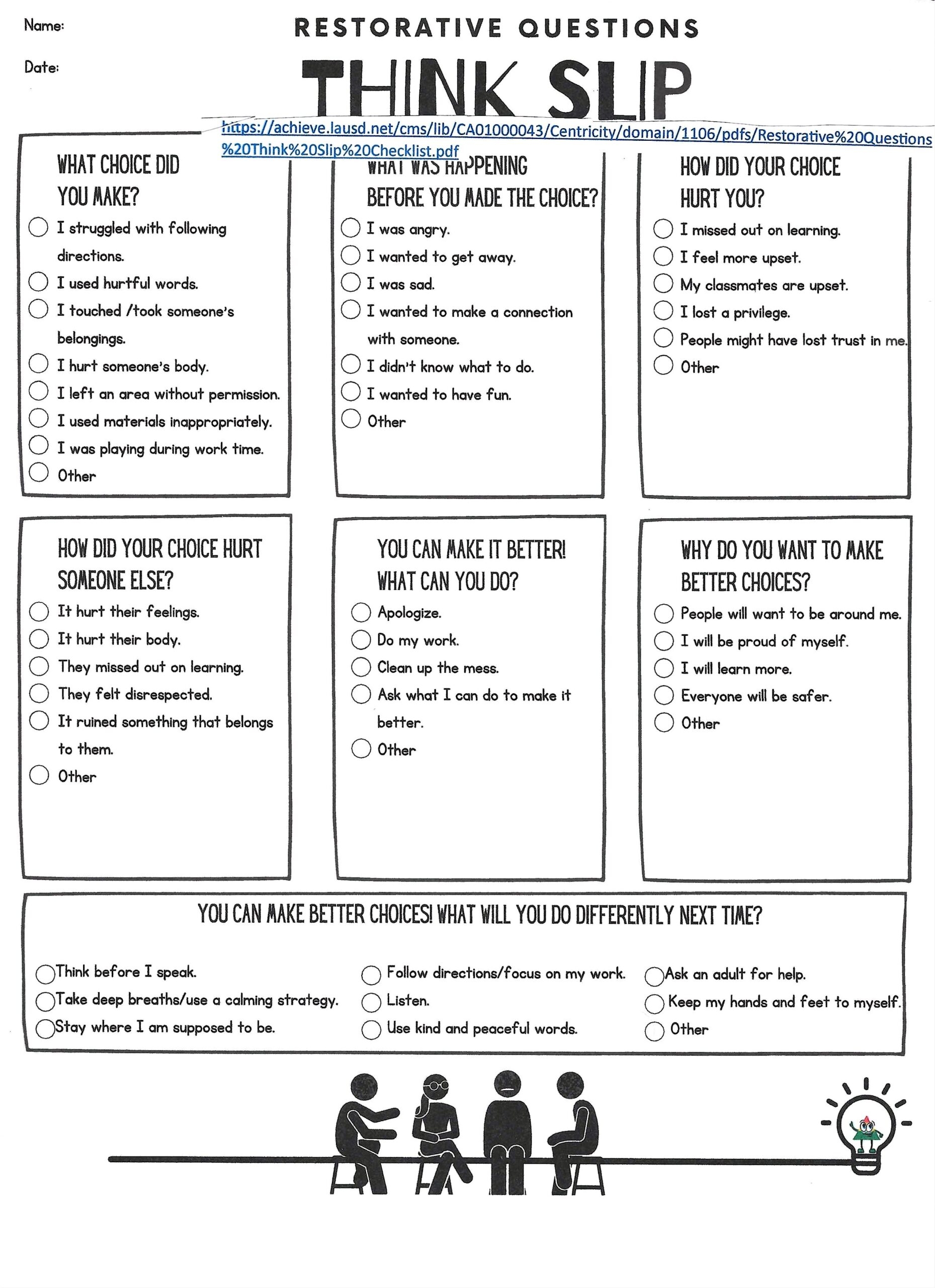 restorative justice printable worksheets
