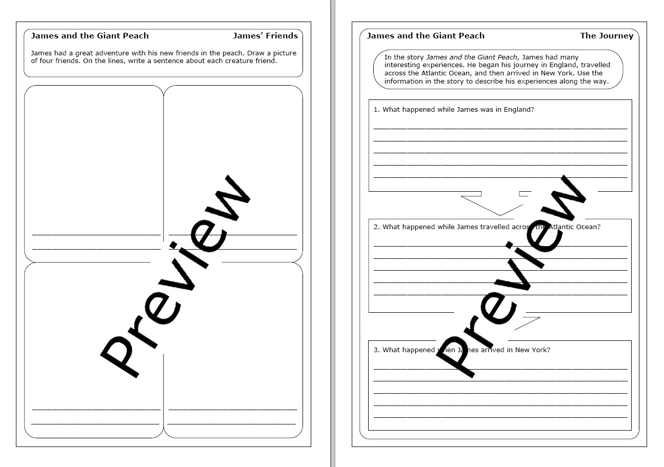 Roald Dahl James And The Giant Peach Worksheets Made By Teachers