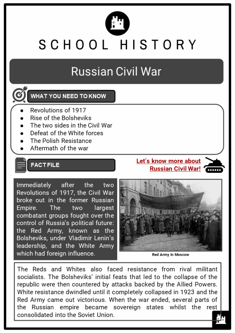 Russian Civil War Facts Worksheets Revolutions Of 1917 Bolsheviks