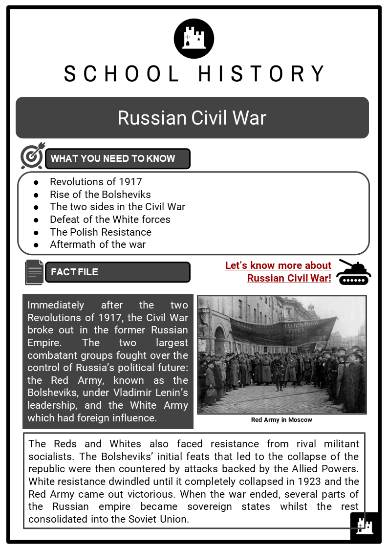 Russian Civil War Facts Worksheets Revolutions Of 1917 Bolsheviks