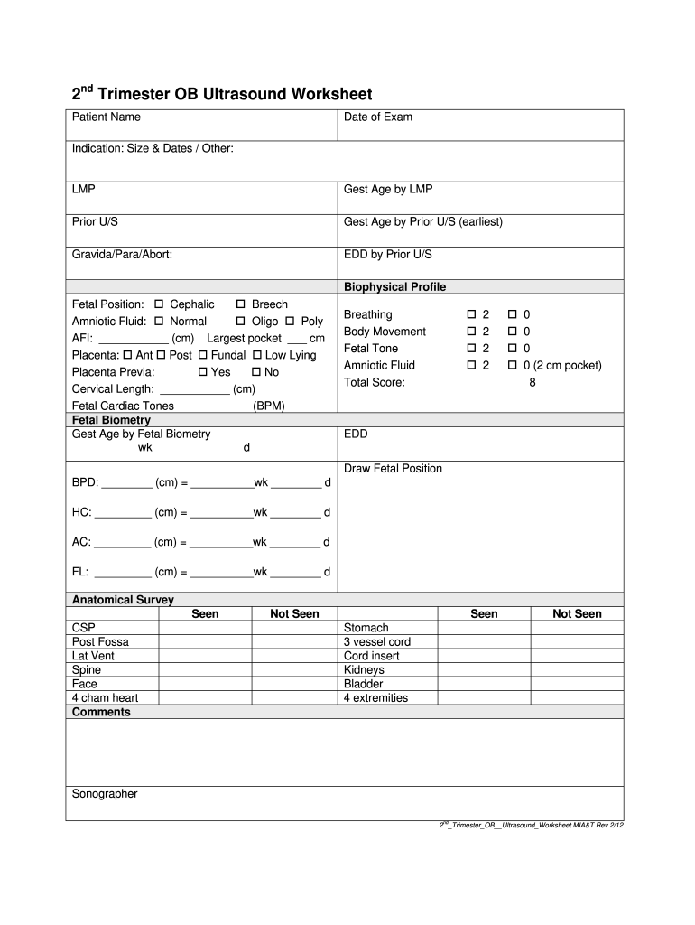 Second Trimester Ultrasound Report Template Fill Out Sign Online DocHub