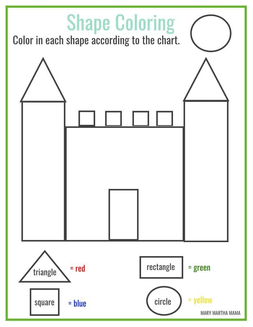 shapes preschool worksheets printables