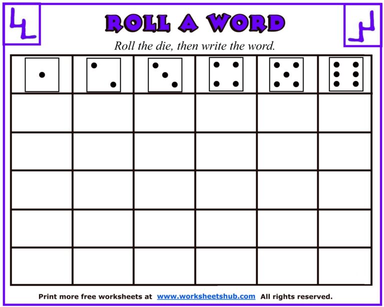 Sight Word Worksheets Roll A Word