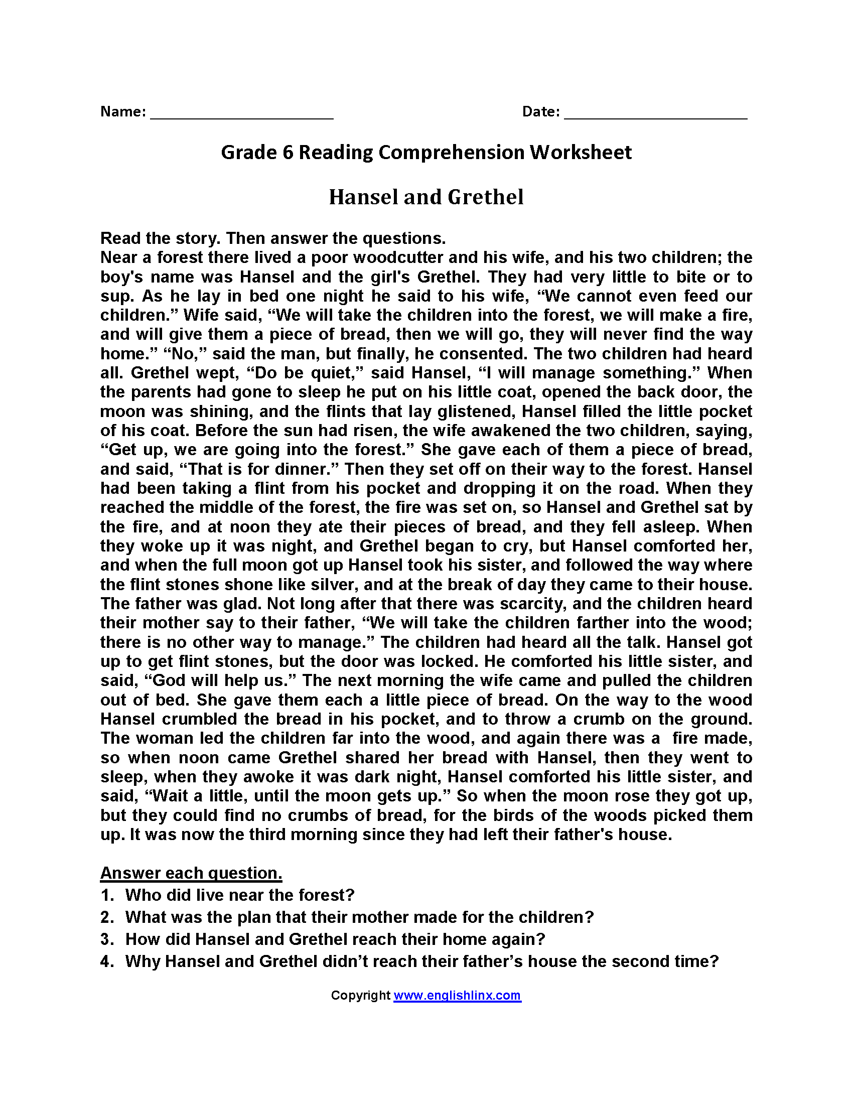 Sixth Grade Reading Worksheets Vocabulary Fluency Practice PDF 