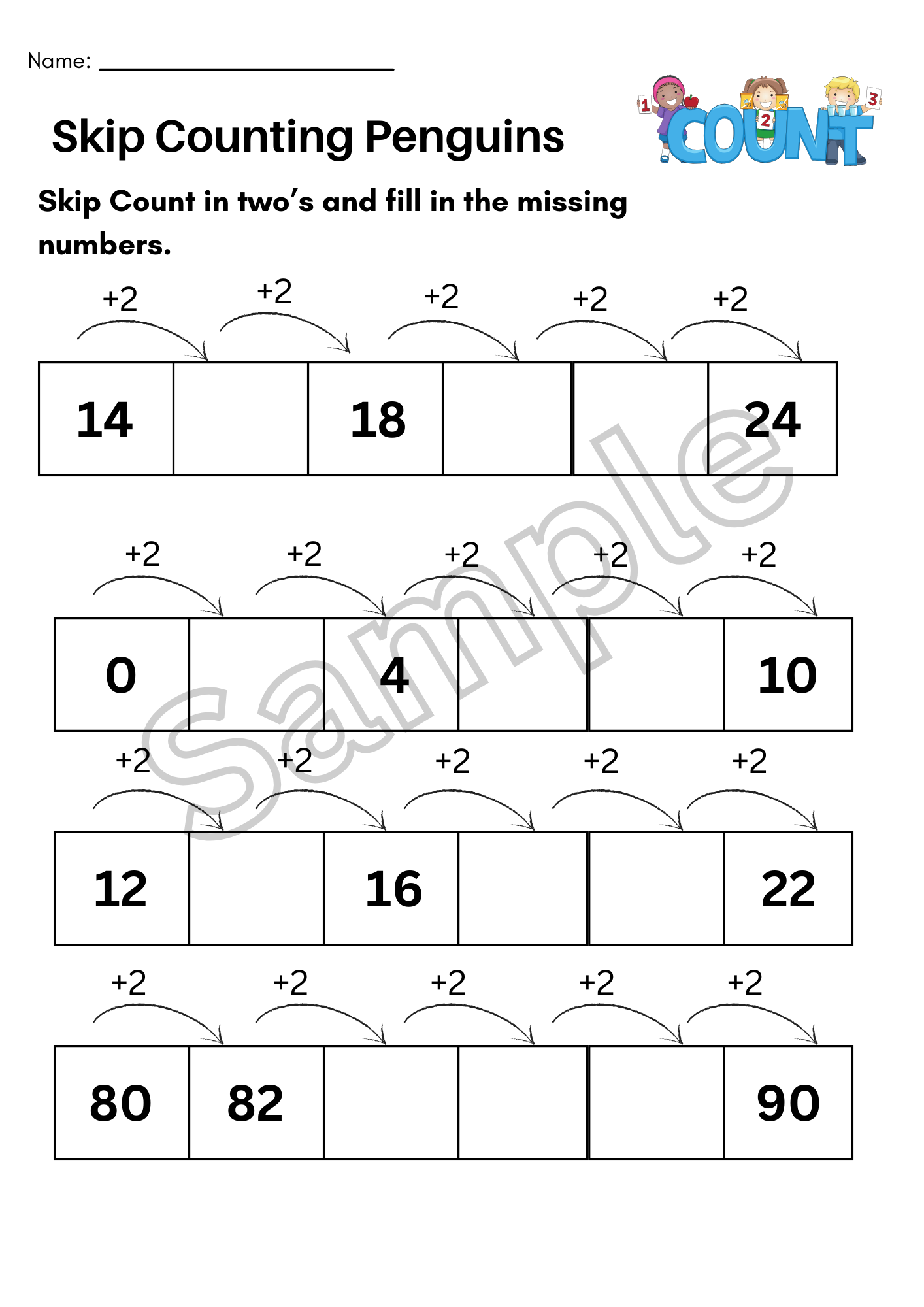 counting by 2 free printable worksheets