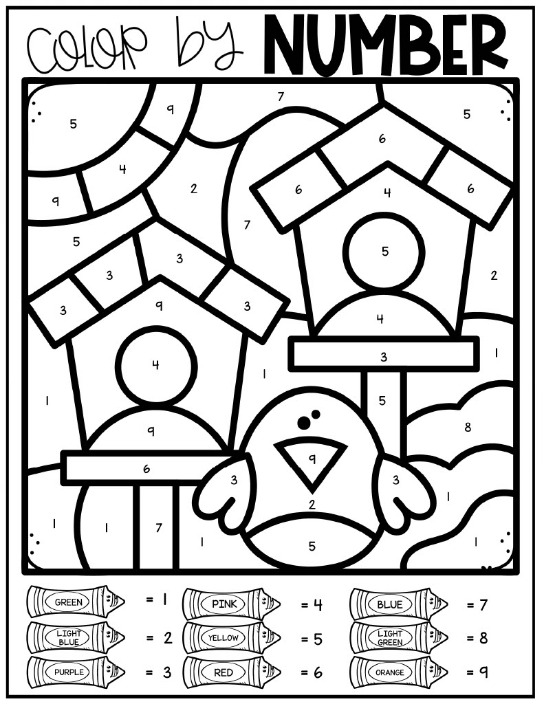color by number free printable worksheets