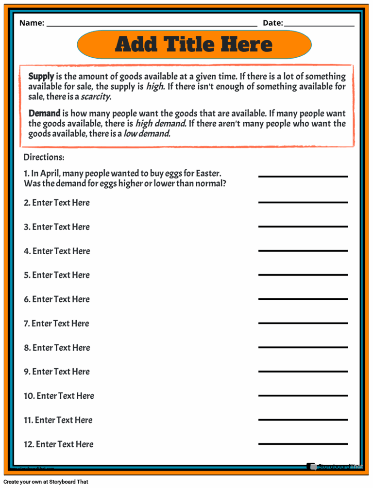 Storyboard That Economics Worksheet Creation