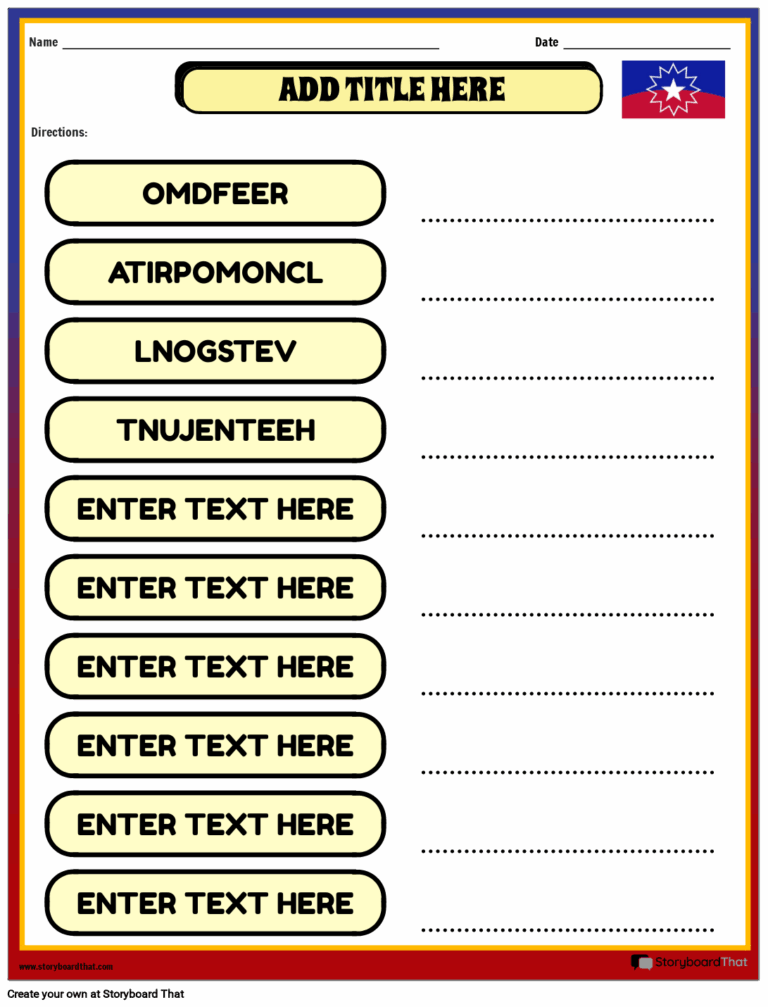 Storyboard That Free Juneteenth Worksheets For Kindergarten And Up