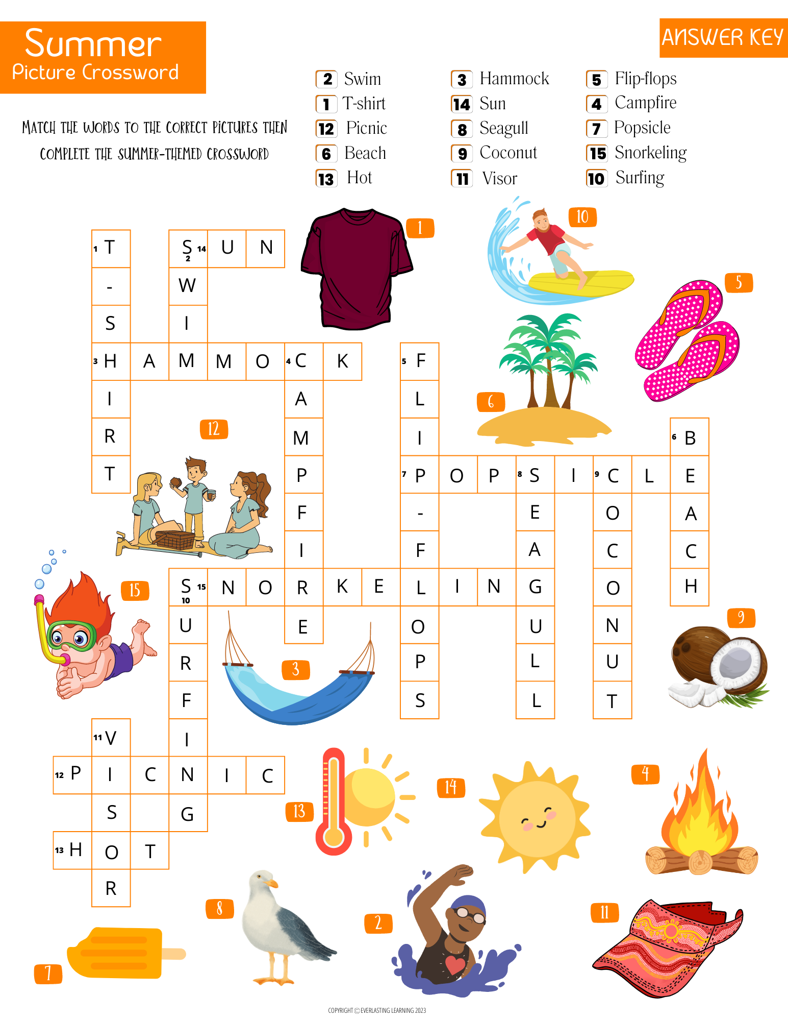 summer crossword printable