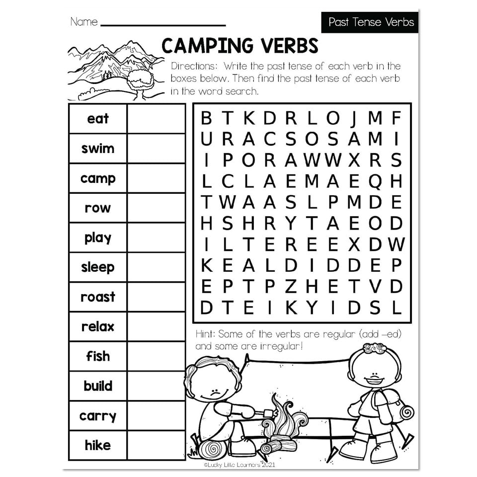 free printable verbs worksheets for second grade