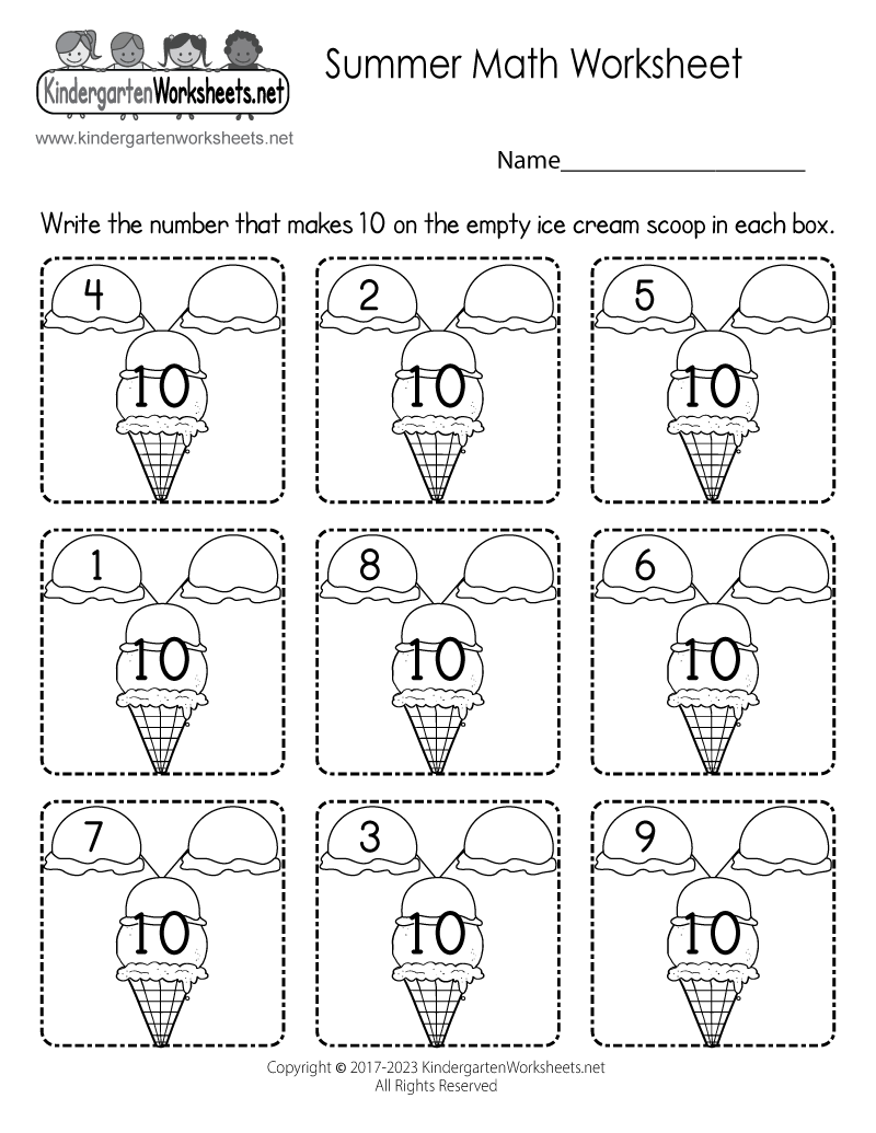 printable math worksheets for kindergarteners