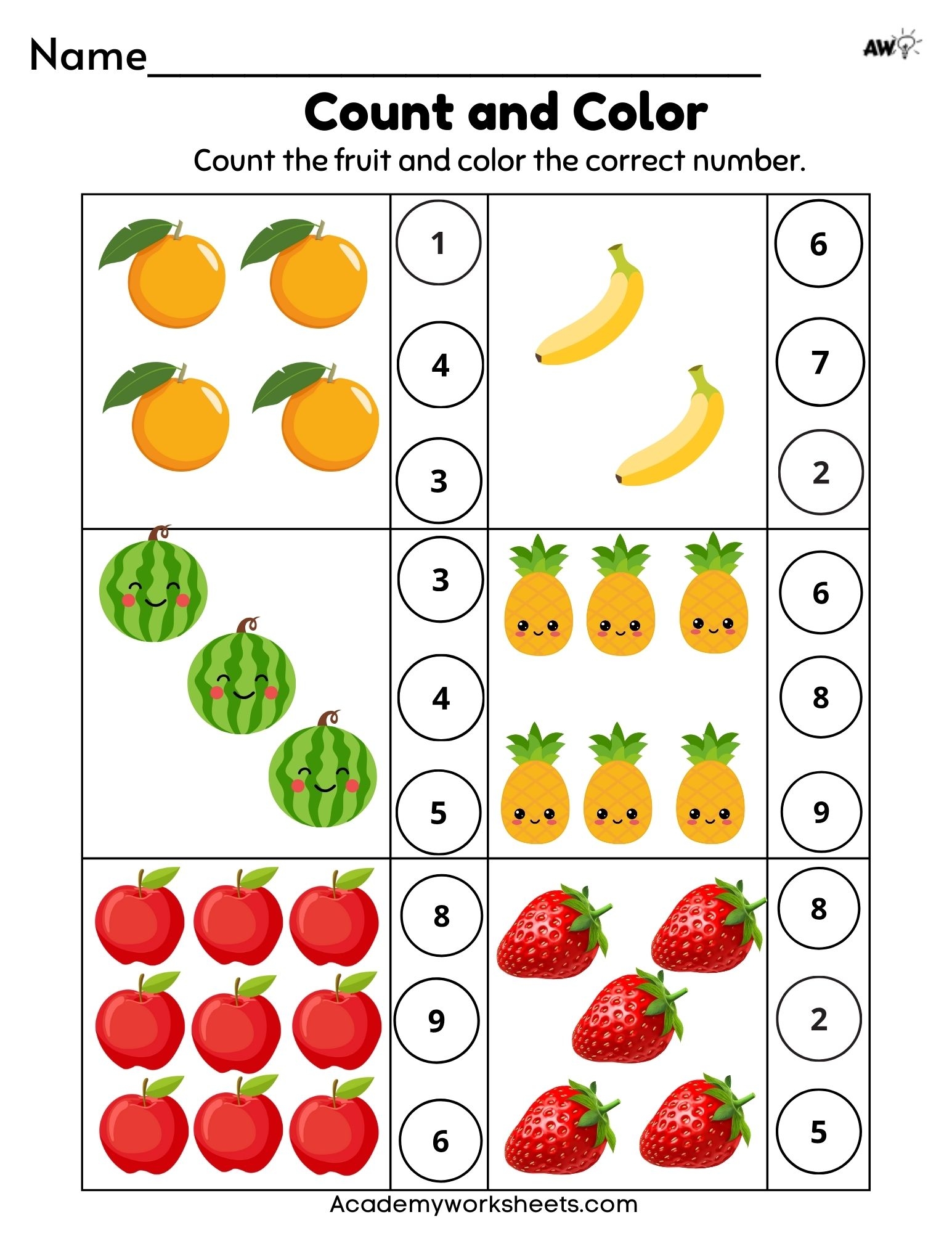 object and number matching printable worksheets