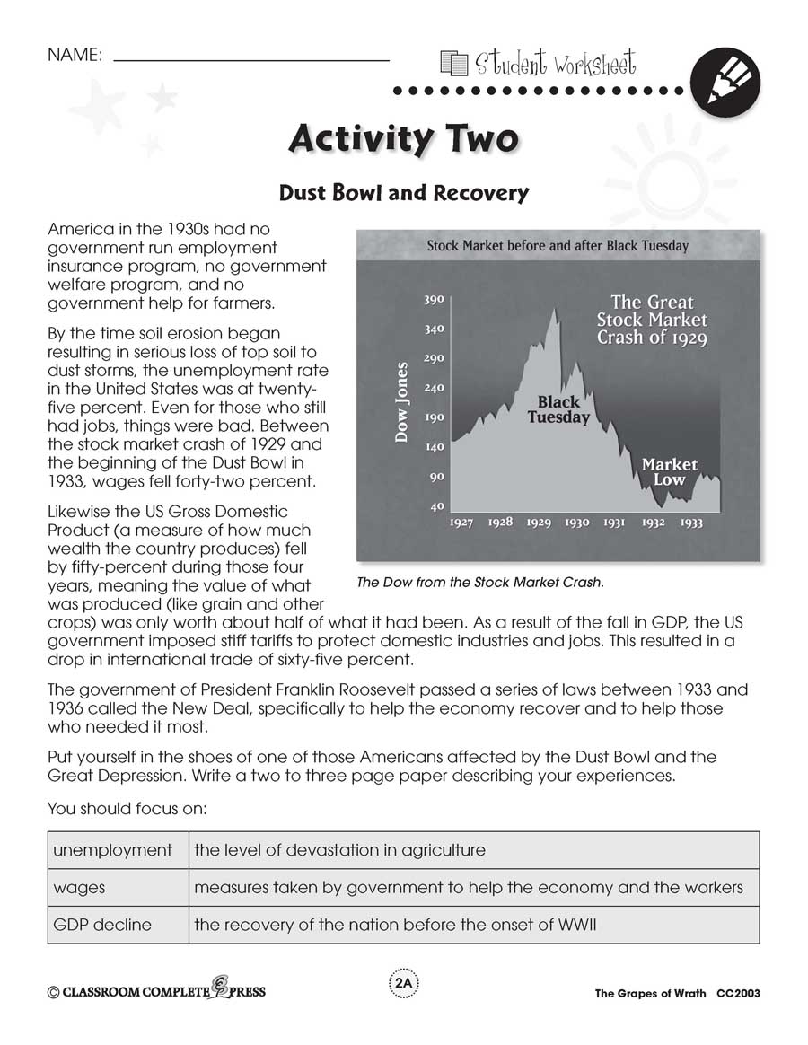 free printable worksheets on the great depression