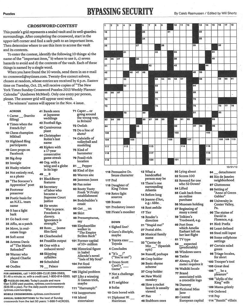 sunday crosswords printable