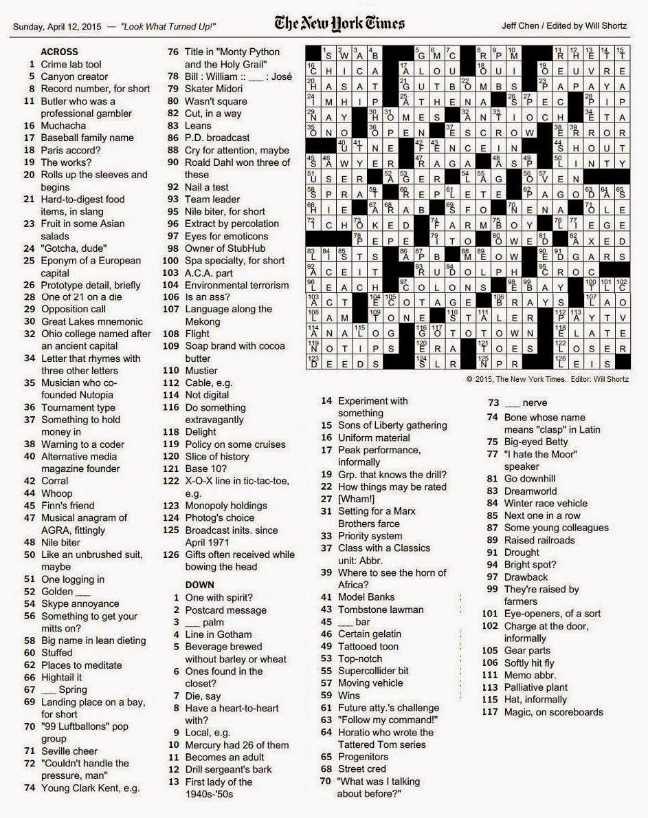 nyt printable crossword puzzles