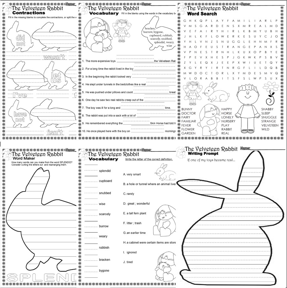 The Velveteen Rabbit Read Aloud Book Companion Reading Comprehension Worksheets Classful