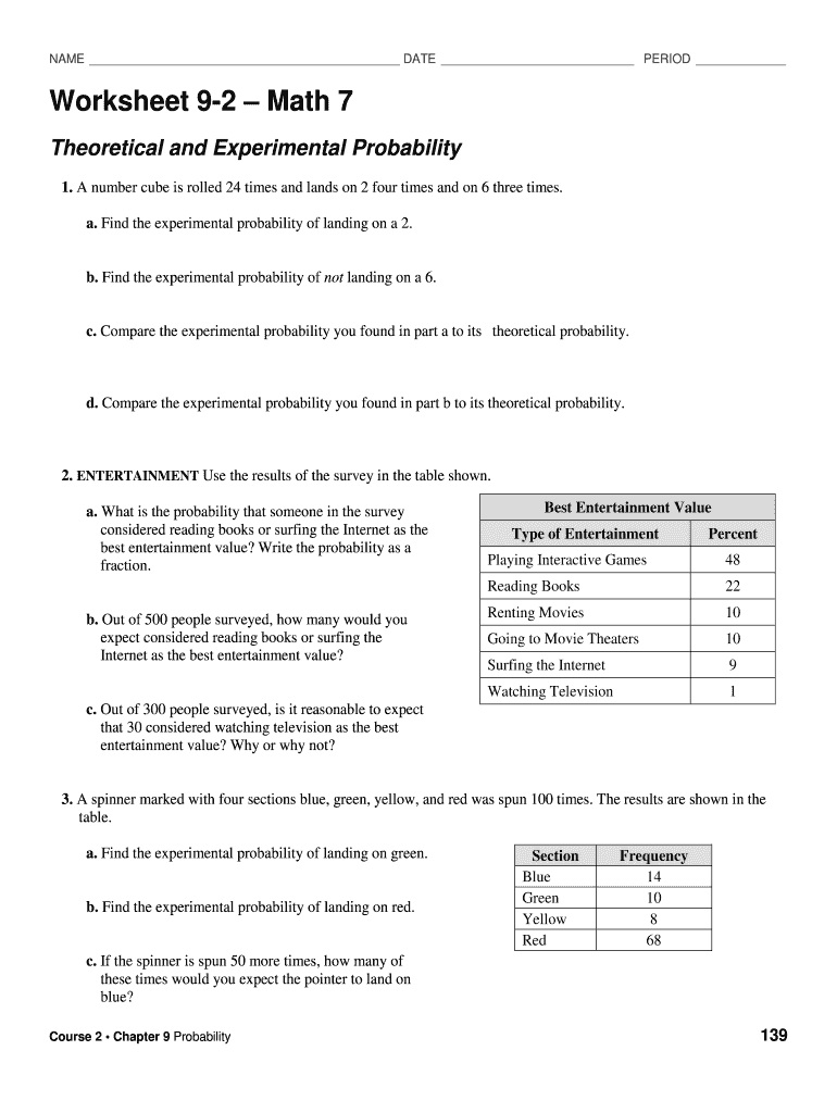 act probability printable worksheet