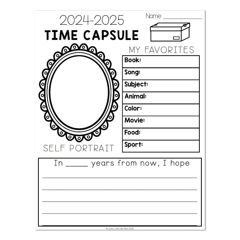 Time Capsule Page Lucky Little Learners