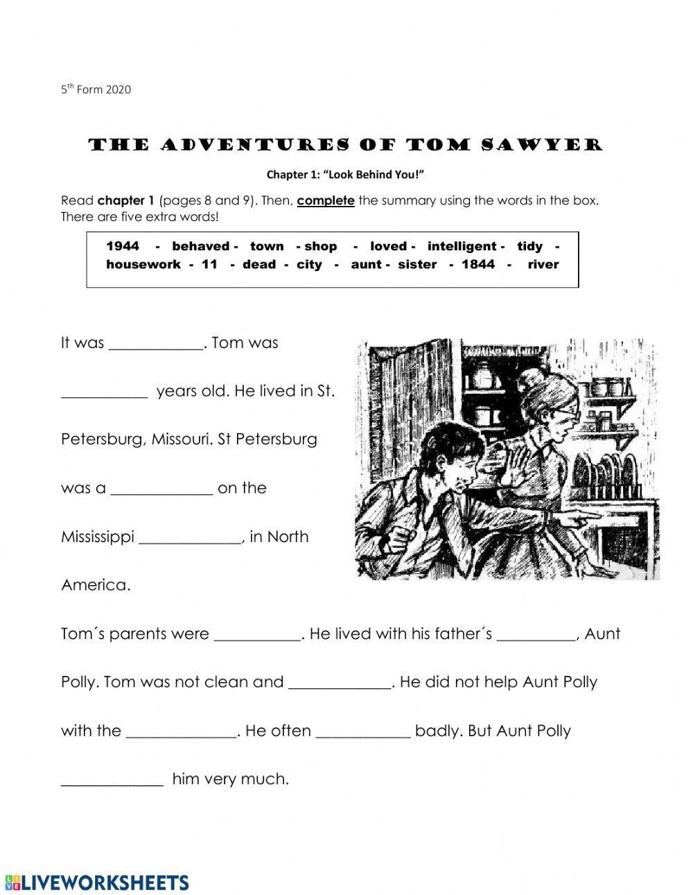Tom Sawyer Chapter 1 Worksheet Live Worksheets Worksheets Library