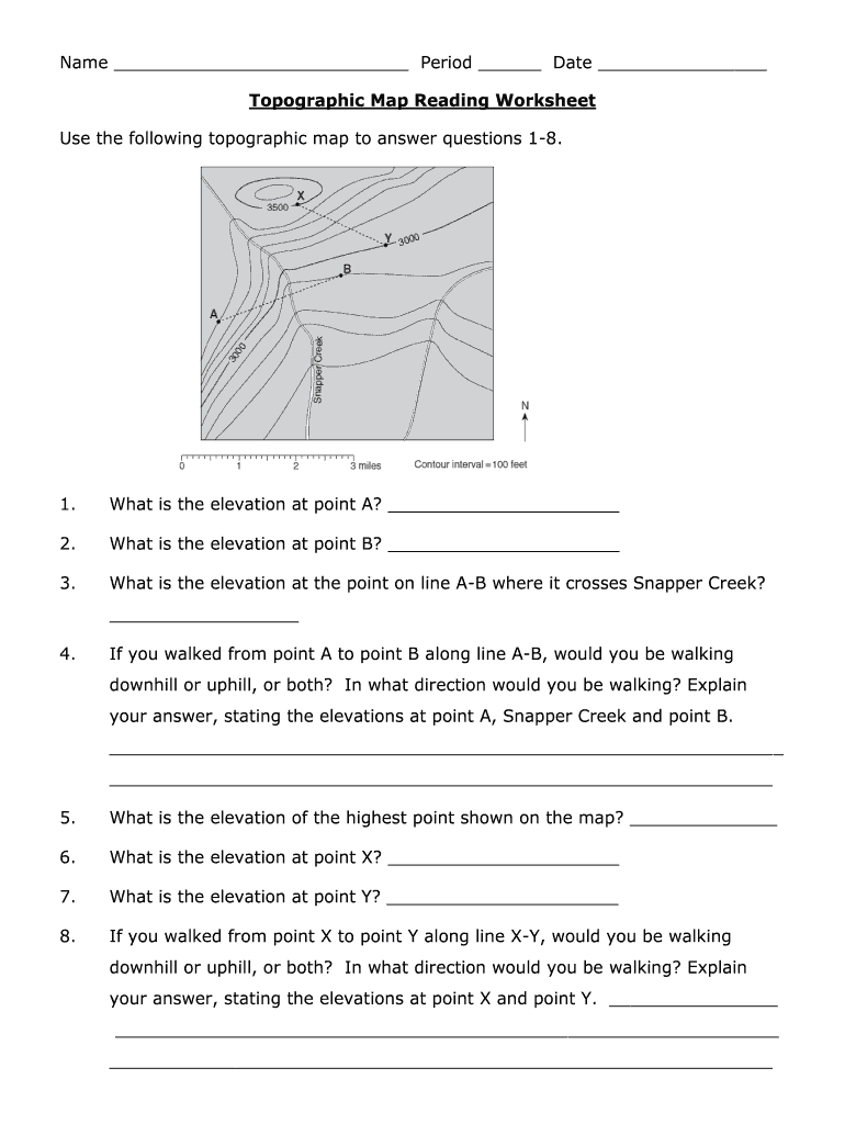 free printable topographic map worksheets