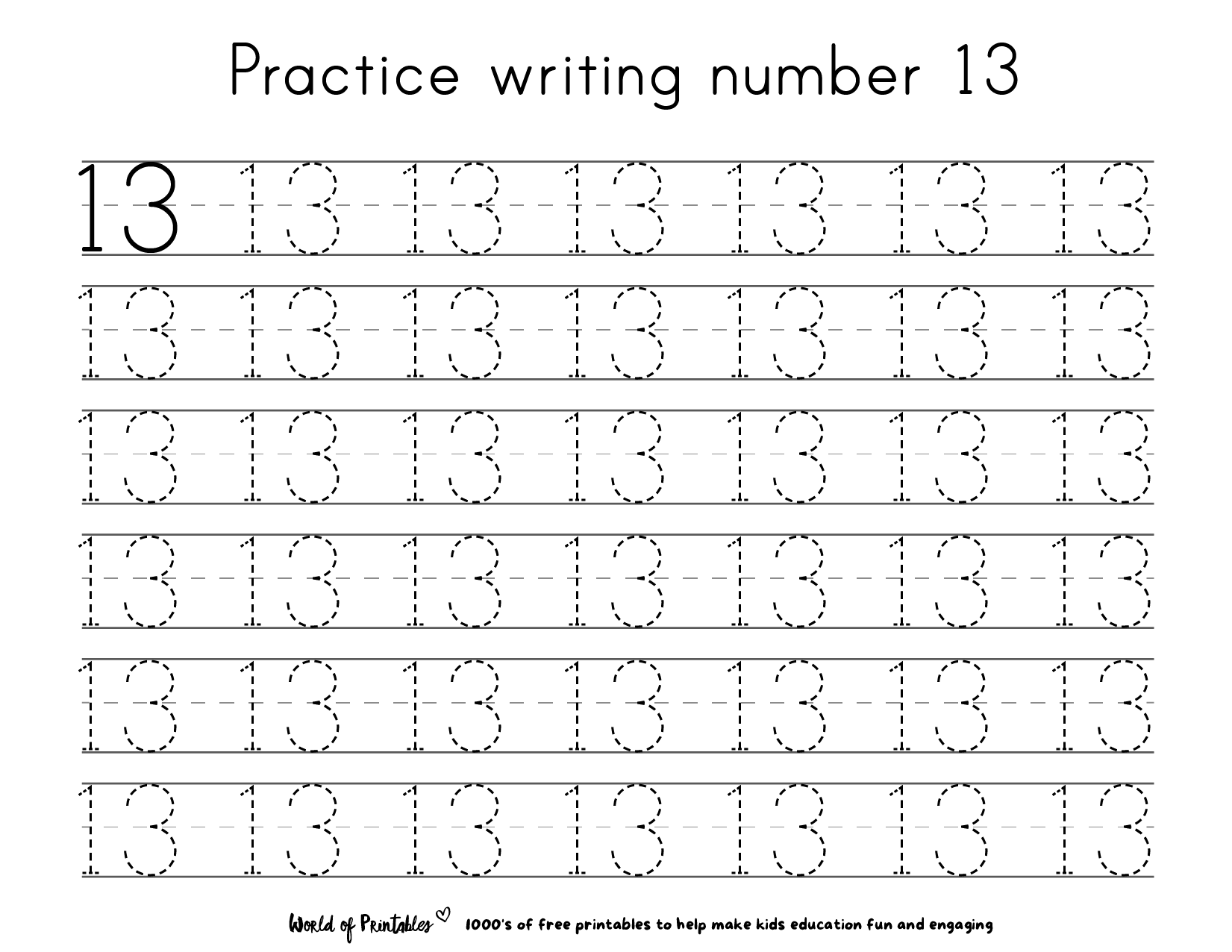 free printable number tracing worksheets