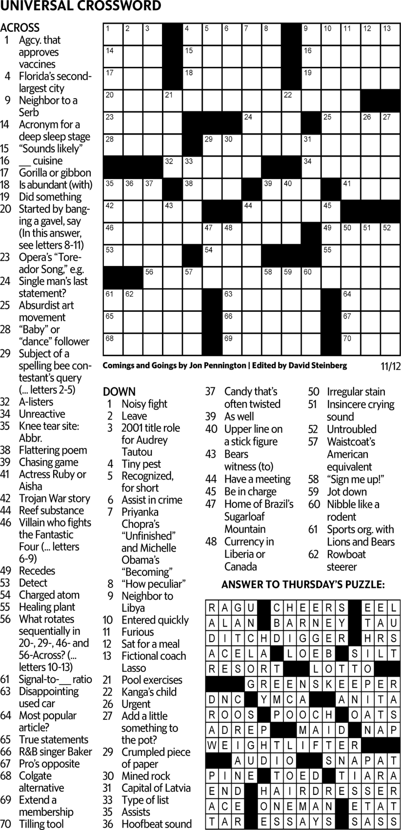 Universal Crossword Hot Sale