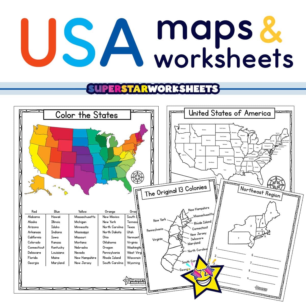 free printable 50 states printable worksheets