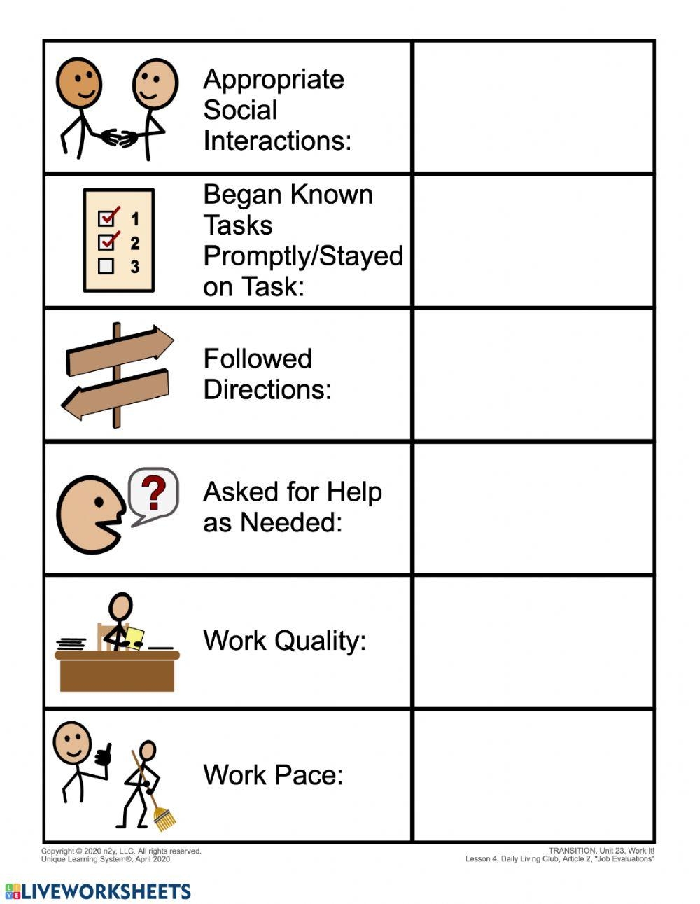 free printable vocational worksheets