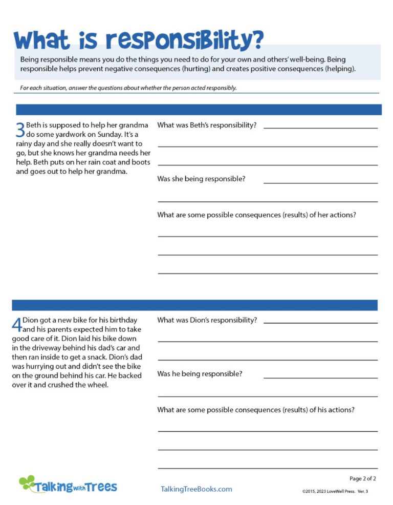What Is Responsibility Worksheet