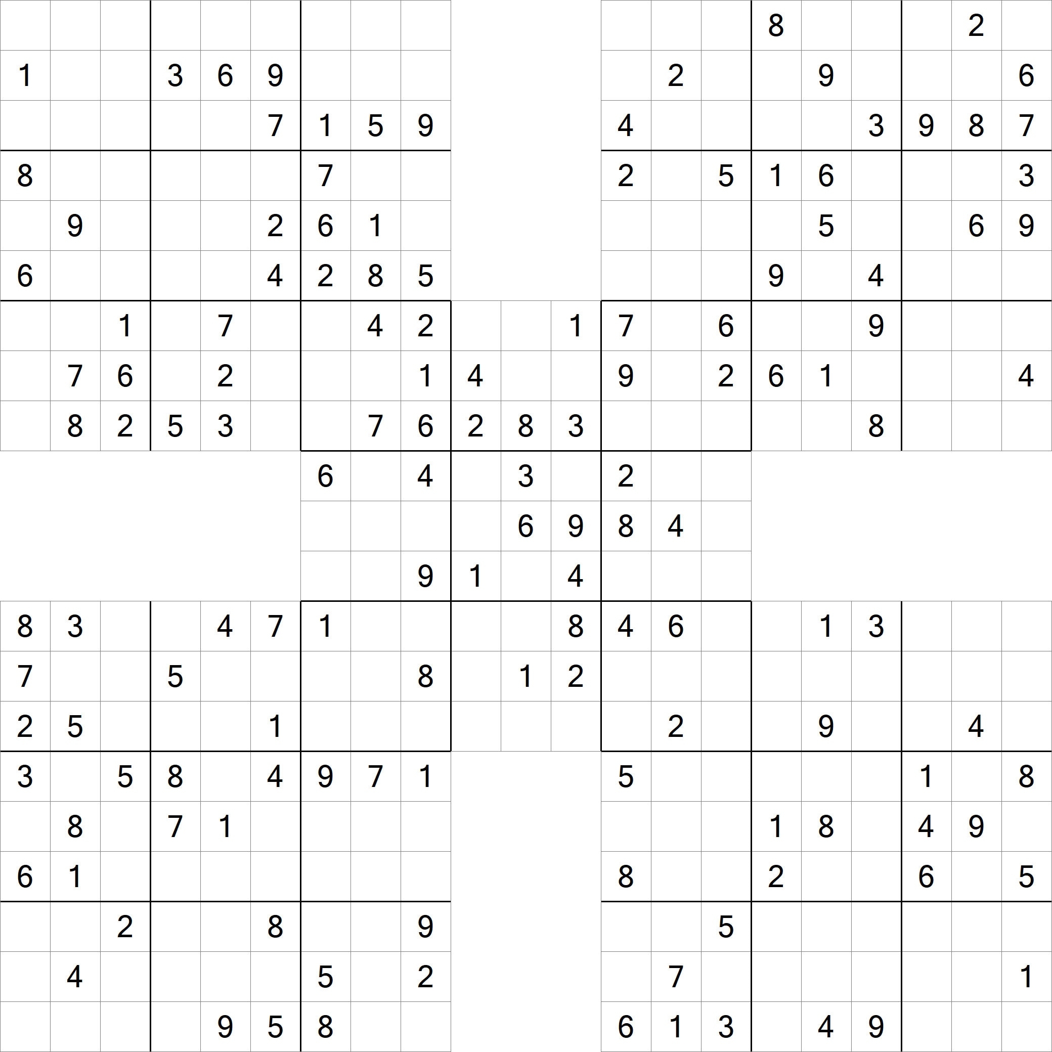 200 Medium Samurai Sudoku Puzzles PNG Instant Digital Download Great For Making KDP Puzzle Book Etsy