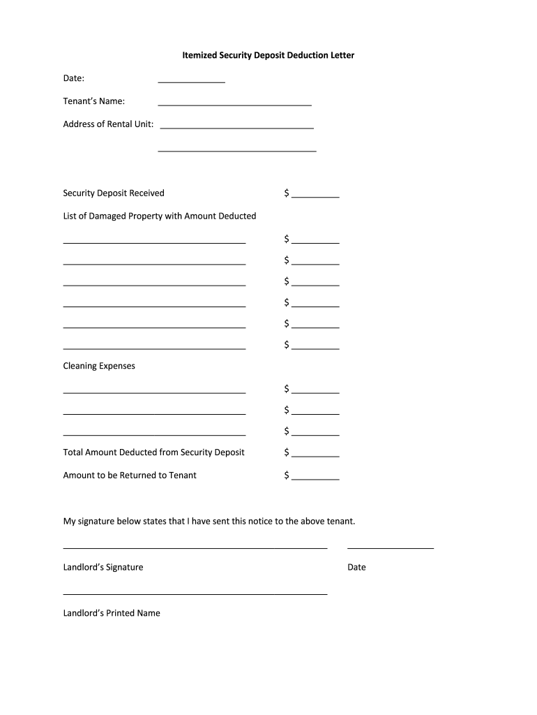 2012 2026 Form Itemized Security Deposit Deduction Letter Fill Out Sign Share Online PdfFiller