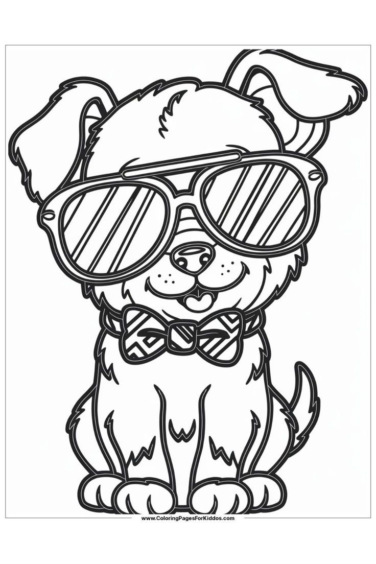 24 Best Printable Coloring Pages Of Dogs With Sunglasses