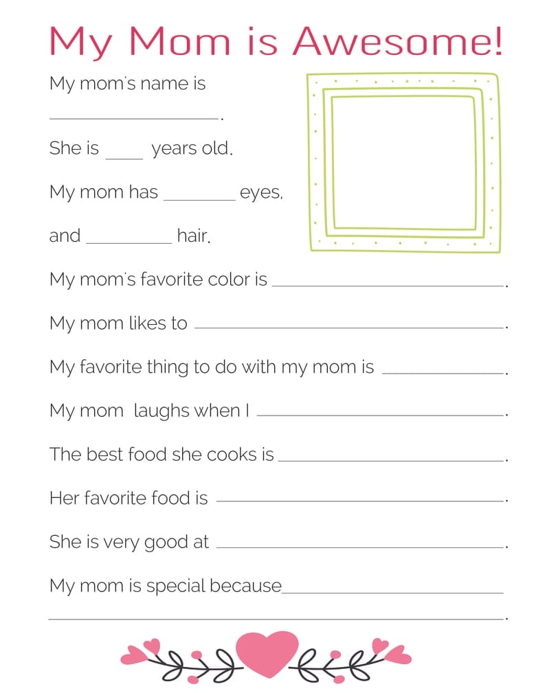 all about my mom printable