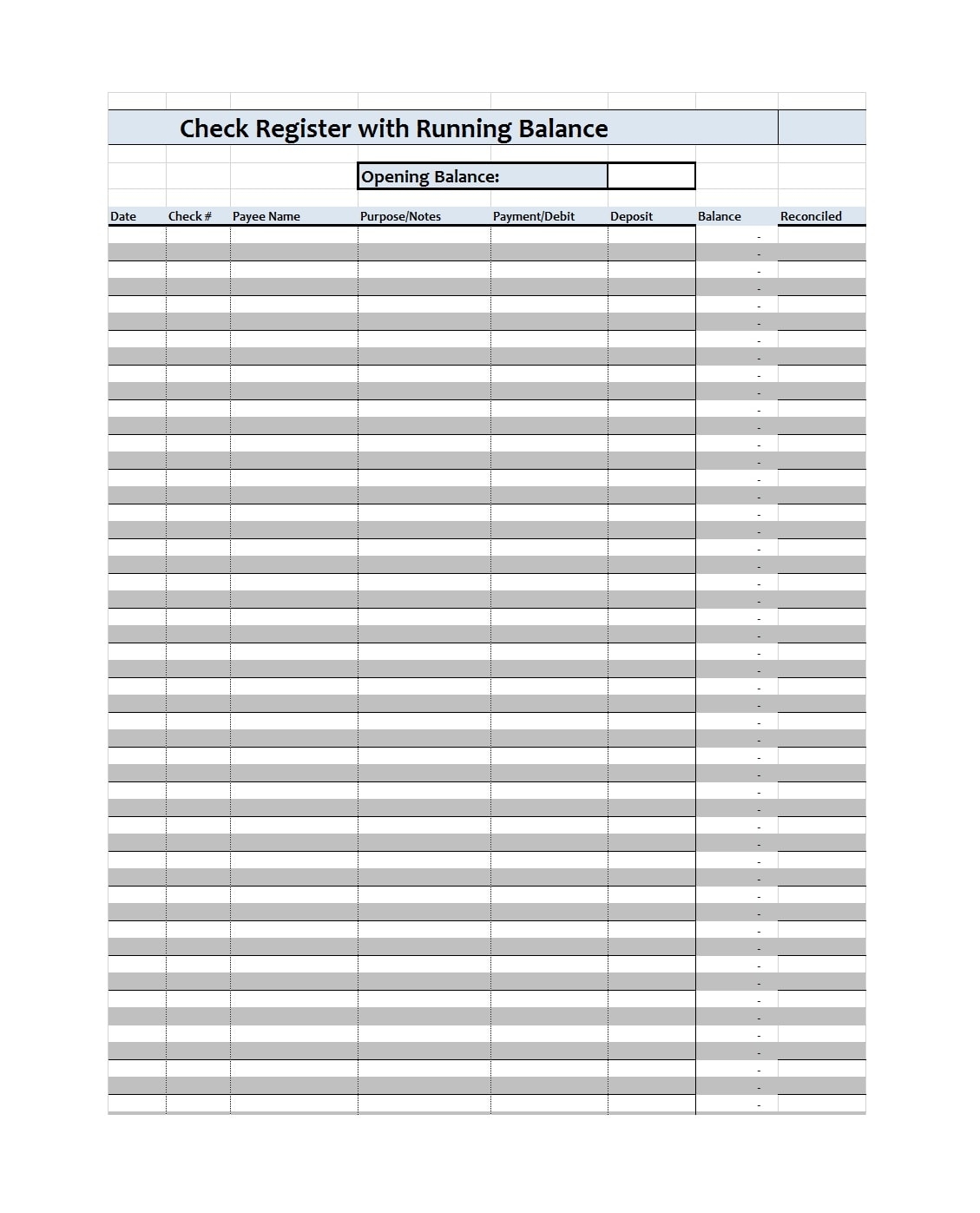 printable check register