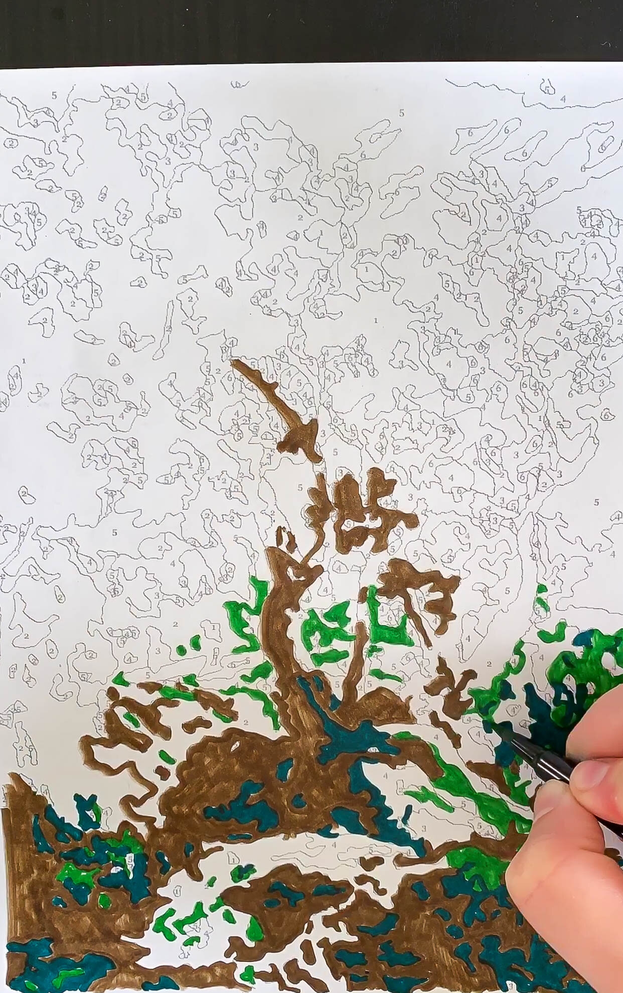 A Free Downloadable Coloring Page Paint By Numbers Of My Tree Mural The Gold Hive A Free Downloadable Coloring Page Paint By Numbers Of My Tree Mural The Gold Hive